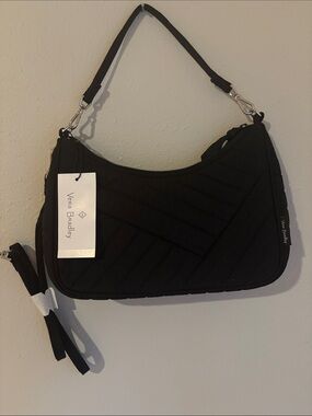 Vera Bradley Black Quilted Crescent Shoulder Bag